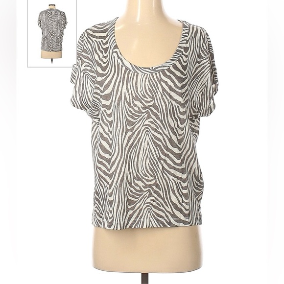 Banana Republic 100% Linen Brown Zebra Print Top. Size Small. - Picture 1 of 10